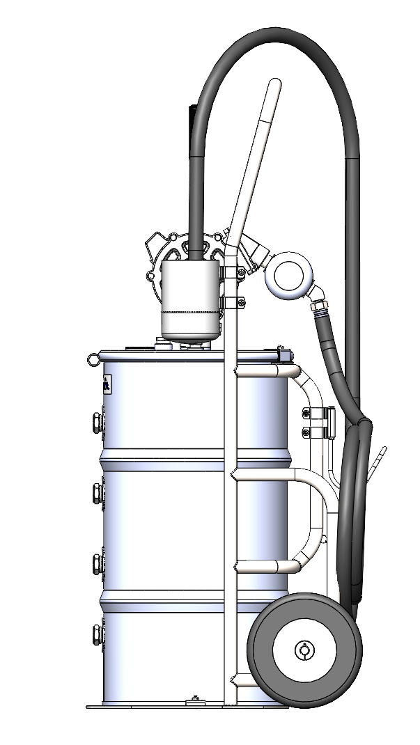 Technical drawing of fill cart for refinery applications